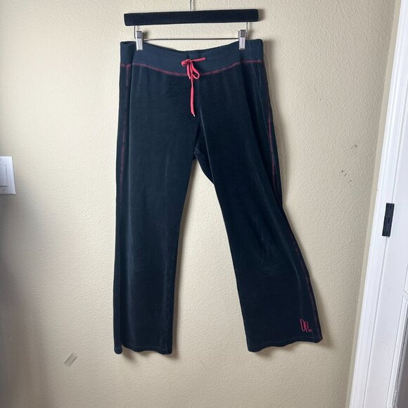 DKNY Velour Wide Leg Lounge Pants Sweatpants size Medium Black - Picture 2 of 10